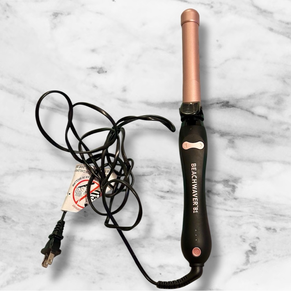 LIKE NEW! Beachwaver B1 Rotating Curling Iron~ 1” Barrel~Midnight Rose